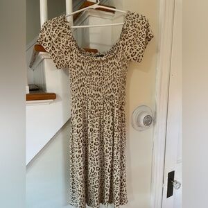 GAP Leopard Print Midi Dress - Cream and Brown